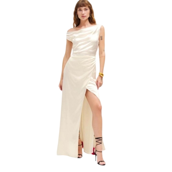 Reformation Poema Ivory Silk Wedding Dress Gown New With Tags Size 6 - Picture 2 of 12